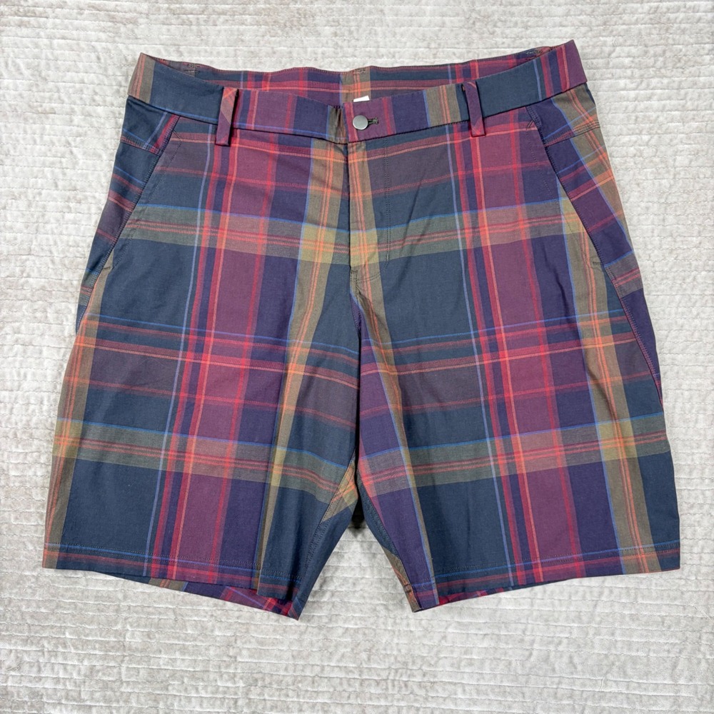 Lululemon Commission Short 9 Plaid Multicolor Mens Size 40 Chino Golf Shorts